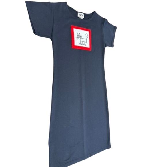 "POG" MADE IN USA Vtg Y2k Cat Art Dress SZ M Whimsical Lagenlook Signed PLZ READ - Picture 3 of 13